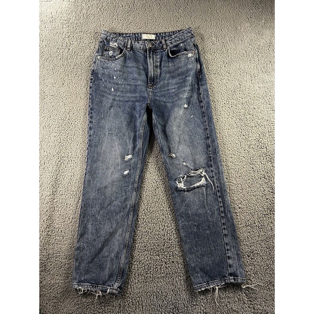 We The Free Jeans Women 30 Straight Leg Ripped Distressed Blue Denim Pants